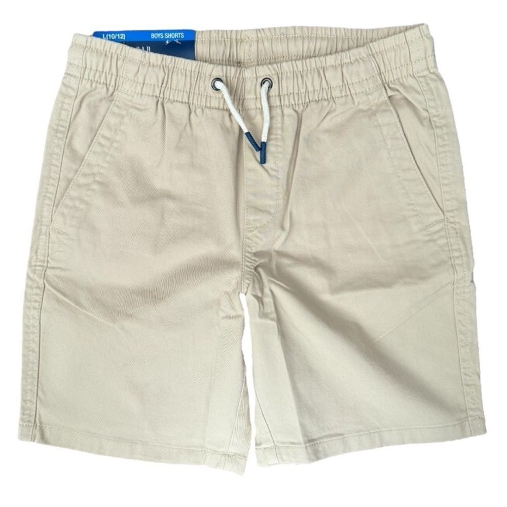 ⁠Gap Kids Boys Mojave Desert Beige Khaki Pull On Twill Chino Shorts NWT 10/12⁠